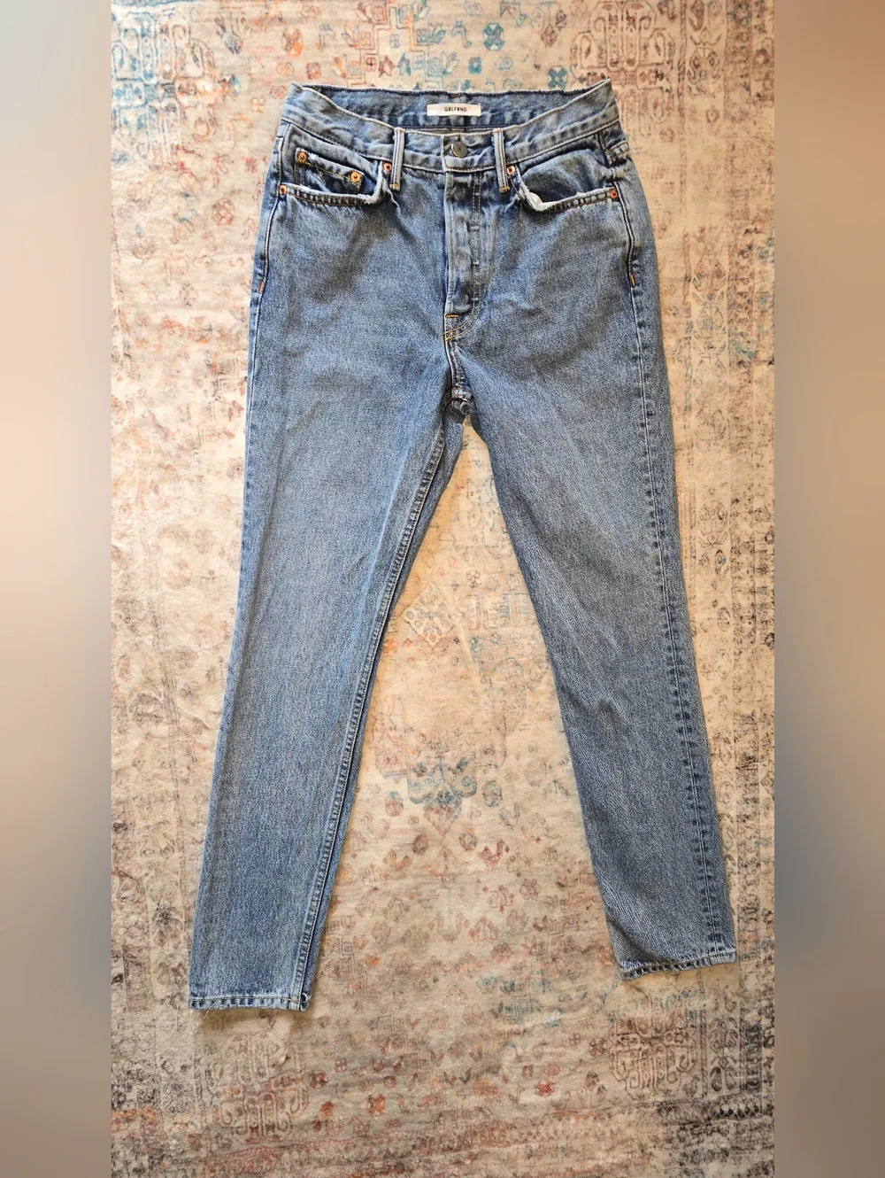GRLFRND Karolina High Rise Straight Crop Button Fly Jeans Size 25 100% Cotton - Picture 2 of 13